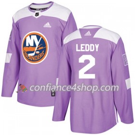 Adidas Maillot de Hockey New York Islanders Nick Leddy 2 2017-2018 Violet Fights Cancer Practice Authentic - Homme